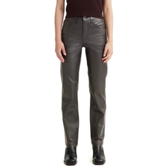 Levi's Women's 724 High Rise Straight Dark Metallic Silver Jeans, Waist 25, NWT - Picture 1 of 16